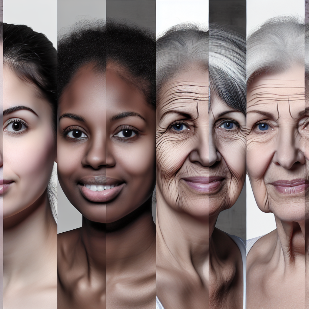 A diverse group of women aging.