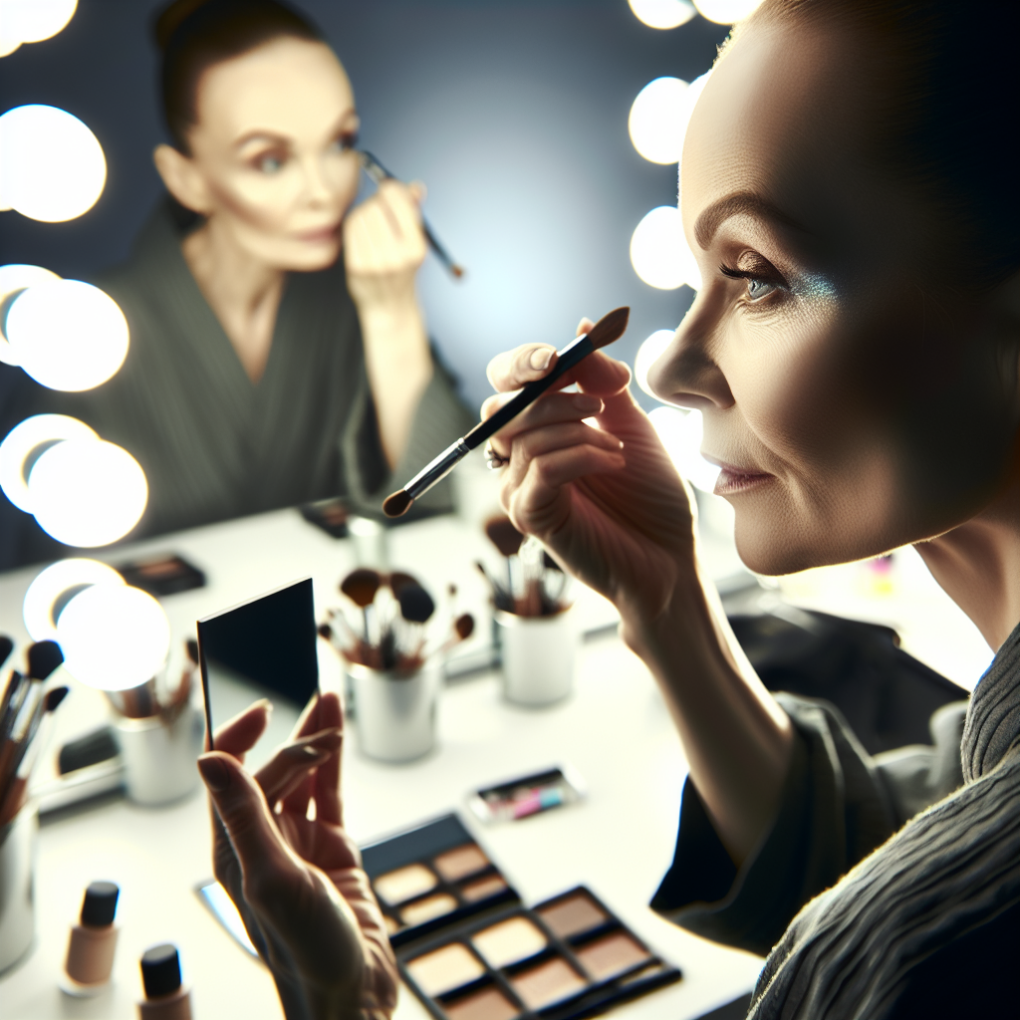 A woman applying clean beauty products.