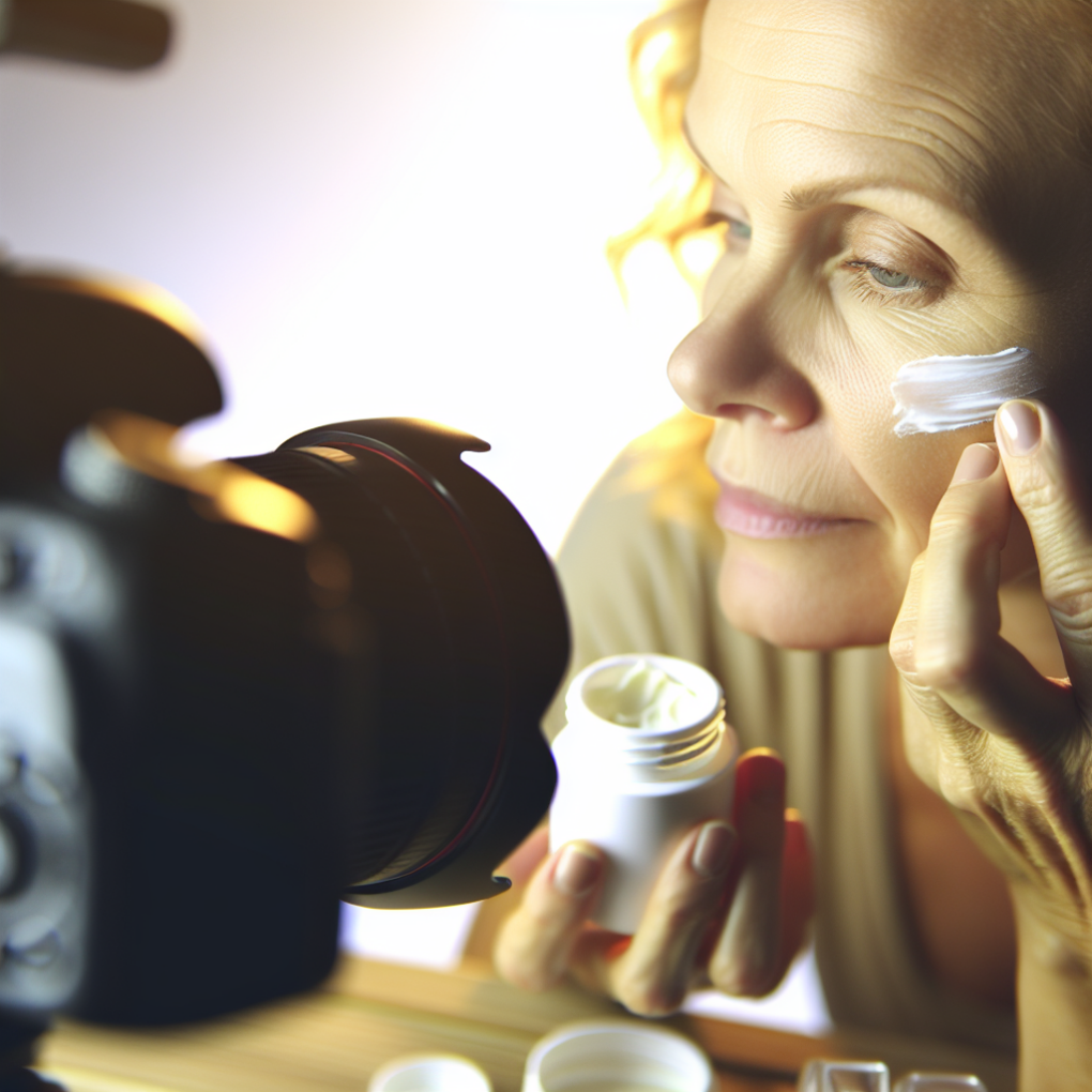 A woman applying skincare products daily.
