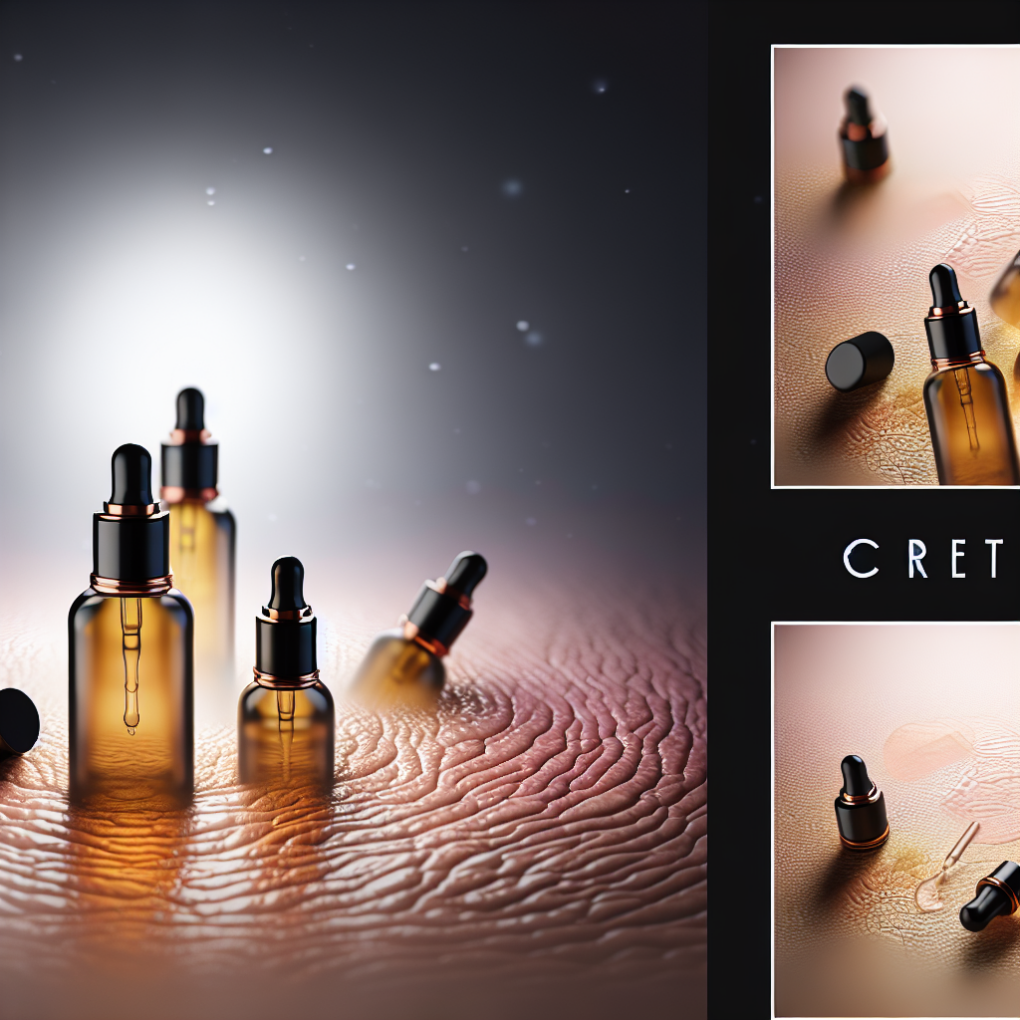 Bottles of gentle serum for skin.