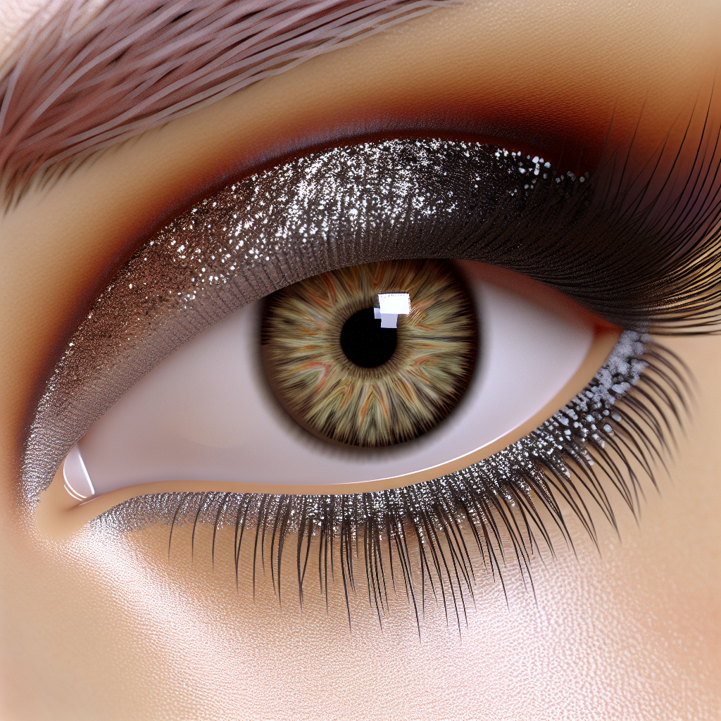 Close up of a beautiful eye with shimmery eyeshadow.