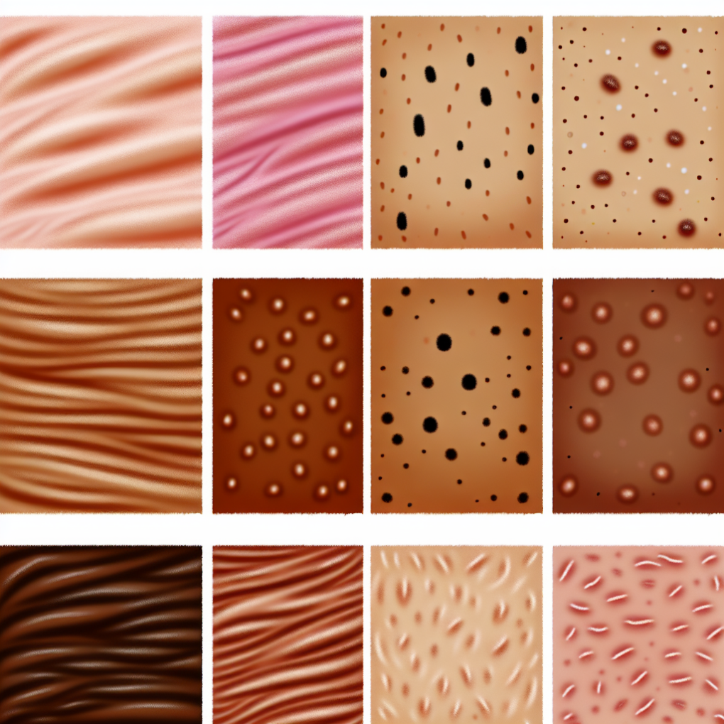 Close-up of different skin types.