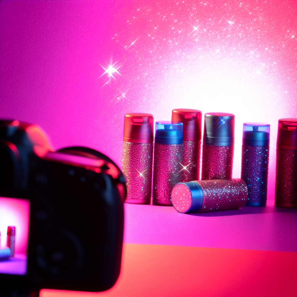 Sparkling hair products on vibrant background.