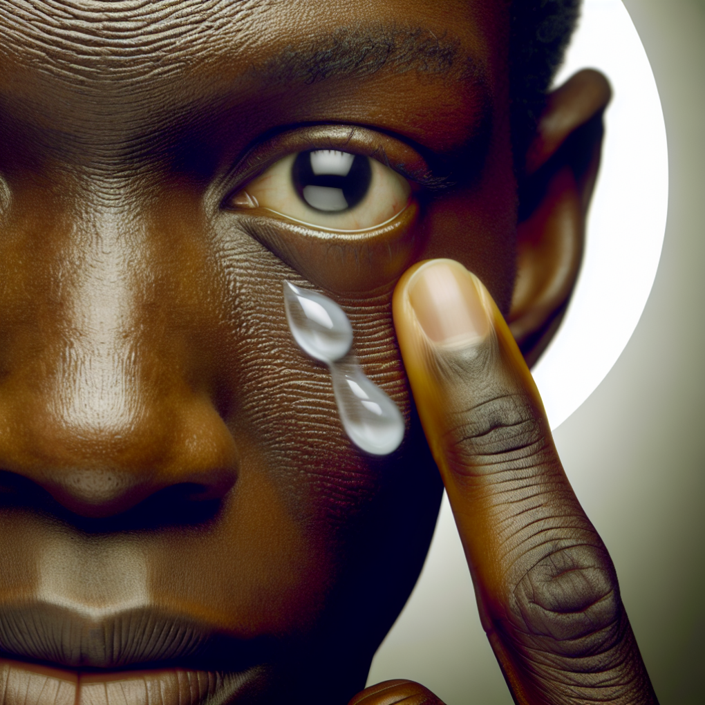 Woman applying hydrating serum to face.